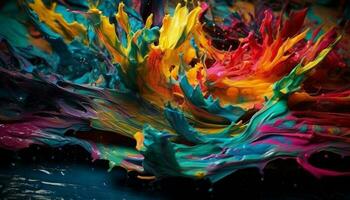 vibrerande färger blanda i kaotisk fantasi av flytande former och kurvor genererad förbi ai foto