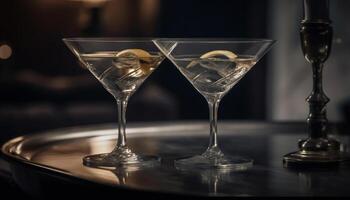 elegant Martini glas speglar lyx nattliv på de bar genererad förbi ai foto