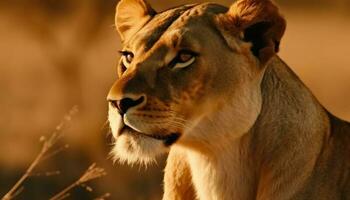 majestätisk lejoninna, endangered skönhet i natur, dölja i enkel syn genererad förbi ai foto