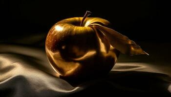 mogen, skinande äpple symboliserar friska äter i vibrerande höst färger genererad förbi ai foto