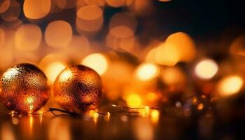 gyllene sfär glöder med levande ljus, belysande festlig jul dekor genererad förbi ai foto