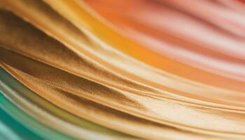 vibrerande färgad silke ridå skapar elegant strömmande Vinka mönster bakgrund genererad förbi ai foto