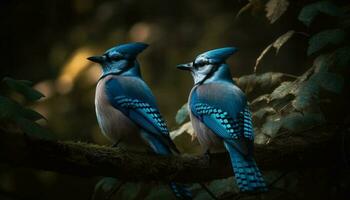 mång färgad bi -ätare perching på gren, stänga upp skönhet i natur genererad förbi ai foto