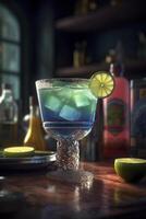 margarita cocktail i de bar, skapas med generativ ai foto