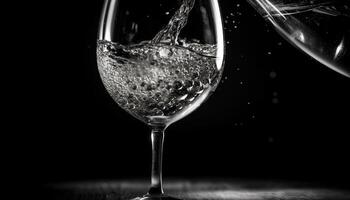 lyx vin hällde in i kristall flöjt glas genererad förbi ai foto