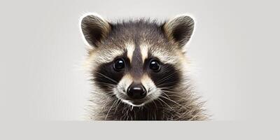 ai genererad. ai generativ. Foto illustration av bebis liten nimal racoon ansikte porträtt bota. grafisk konst