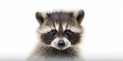 ai genererad. ai generativ. Foto illustration av bebis liten nimal racoon ansikte porträtt bota. grafisk konst