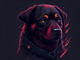 en detaljerad illustration Häftigt ninja rottweil och hund ansikte t shirts design och klistermärken ai genererad foto