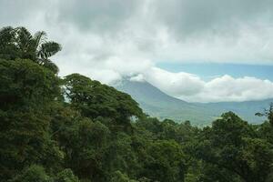 grön träd i skog utsikt arenal vulkan i costa rica foto