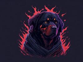 en detaljerad illustration Häftigt ninja rottweil och hund ansikte t shirts design och klistermärken ai genererad foto