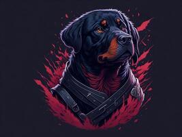 en detaljerad illustration Häftigt ninja rottweil och hund ansikte t shirts design och klistermärken ai genererad foto