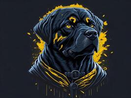 en detaljerad illustration Häftigt ninja rottweil och hund ansikte t shirts design och klistermärken ai genererad foto