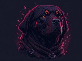 en detaljerad illustration Häftigt ninja rottweil och hund ansikte t shirts design och klistermärken ai genererad foto