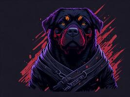 en detaljerad illustration Häftigt ninja rottweil och hund ansikte t shirts design och klistermärken ai genererad foto