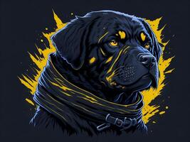 en detaljerad illustration Häftigt ninja rottweil och hund ansikte t shirts design och klistermärken ai genererad foto