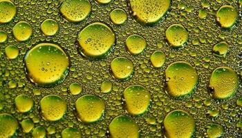 vibrerande regndroppe mönster på grön löv skapa uppfriskande natur bakgrund genererad förbi ai foto