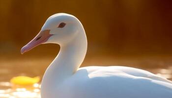 gul ankunge quacking i damm, skönhet i natur fångad genererad förbi ai foto