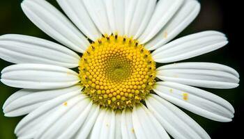 ljus gul daisy pollen drar till sig bi i ouppodlad äng genererad förbi ai foto