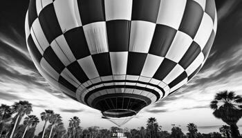 roligt äventyr flygande hög i varm luft ballong transport genererad förbi ai foto