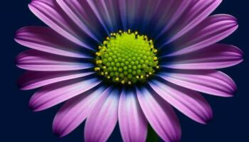 abstrakt blommig mönster ställer ut enda lila gerbera daisy i förgrund genererad förbi ai foto