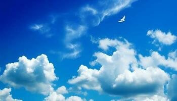 fluffig stackmoln moln flyta i de klar blå himmel genererad förbi ai foto