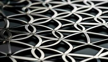 abstrakt metallisk mönster på stål staket, modern konstruktion industri design genererad förbi ai foto