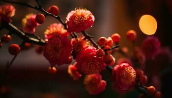 vibrerande körsbär blomma bukett firar skönhet i natur tillväxt genererad förbi ai foto