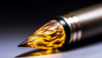 de guld färgad fontän penna spets signerad de elegant gul papper genererad förbi ai foto
