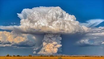 fluffig stackmoln moln fylla de blå himmel på en sommar dag genererad förbi ai foto