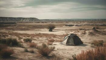 camping i de vildmark, omgiven förbi skönhet i natur lugn genererad förbi ai foto