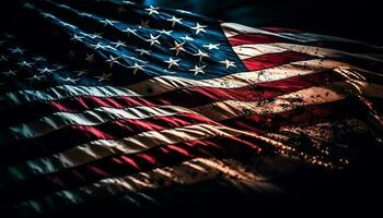 vibrerande amerikan flagga symboliserar patriotism och frihet genererad förbi ai foto