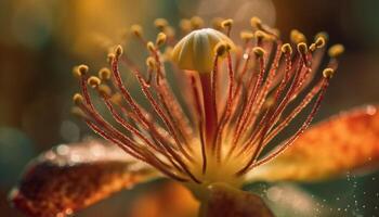 vibrerande vild blomma i äng, omgiven förbi natur genererad förbi ai foto