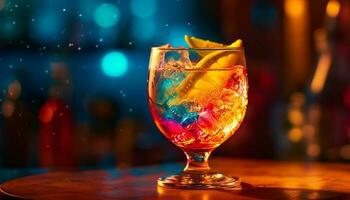 uppfriskande cocktail med citrus- frukt och is genererad förbi ai foto
