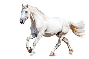 ai generativ. vit häst på vit foto