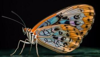 vibrerande fjäril vingar monter natur elegans och skönhet genererad förbi ai foto