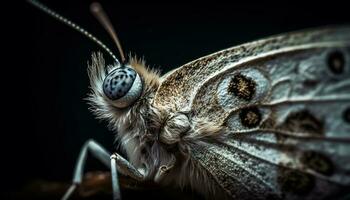 skönhet i natur fjäril vinge i makro genererad förbi ai foto