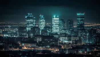 lysande beijing skyskrapor belysa de trogen stadsbild genererad förbi ai foto