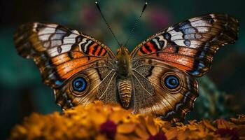 vibrerande fjäril vinge ställer ut naturlig skönhet i mång färgad mönster genererad förbi ai foto