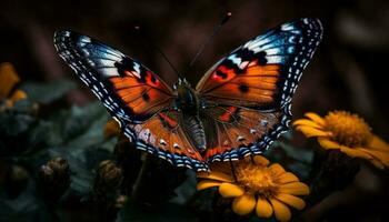 vibrerande fjäril vinge ställer ut mång färgad skönhet i natur bräcklighet genererad förbi ai foto