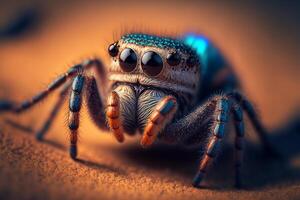 Hoppar spindlar ha många ögon, generativ ai foto