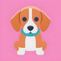 ai genererad beagle illustration i rosa bakgrund foto