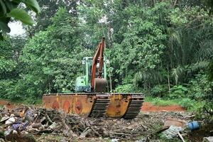 jakarta, Indonesien-23 april 2023 grävmaskin i de skog foto