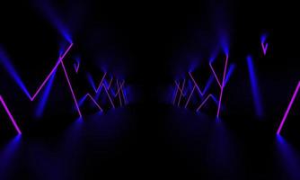 lila laserljusglöd i det mörka rummet 3d illustration foto