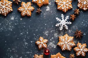 snöflingor ny år träd bakgrund Semester snöflinga jul dekoration kort guld jul. generativ ai. foto