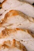 utsökt färsk grillad kyckling filea med salt, kryddor och örter på en keramisk tallrik foto