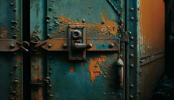 rostig metall dörr hantera riden låsa säkerhet genererad förbi ai foto