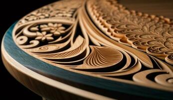 abstrakt trä hantverk prydnad i japansk stil genererad förbi ai foto