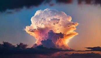 dramatisk himmel fluffig moln solnedgång vibrerande färger genererad förbi ai foto