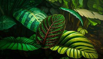 lummig grön ormbunke i vibrerande tropisk regnskog genererad förbi ai foto