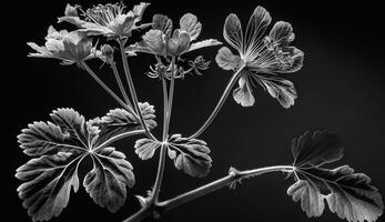 natur enfärgad skönhet svart vit flora genererad förbi ai foto